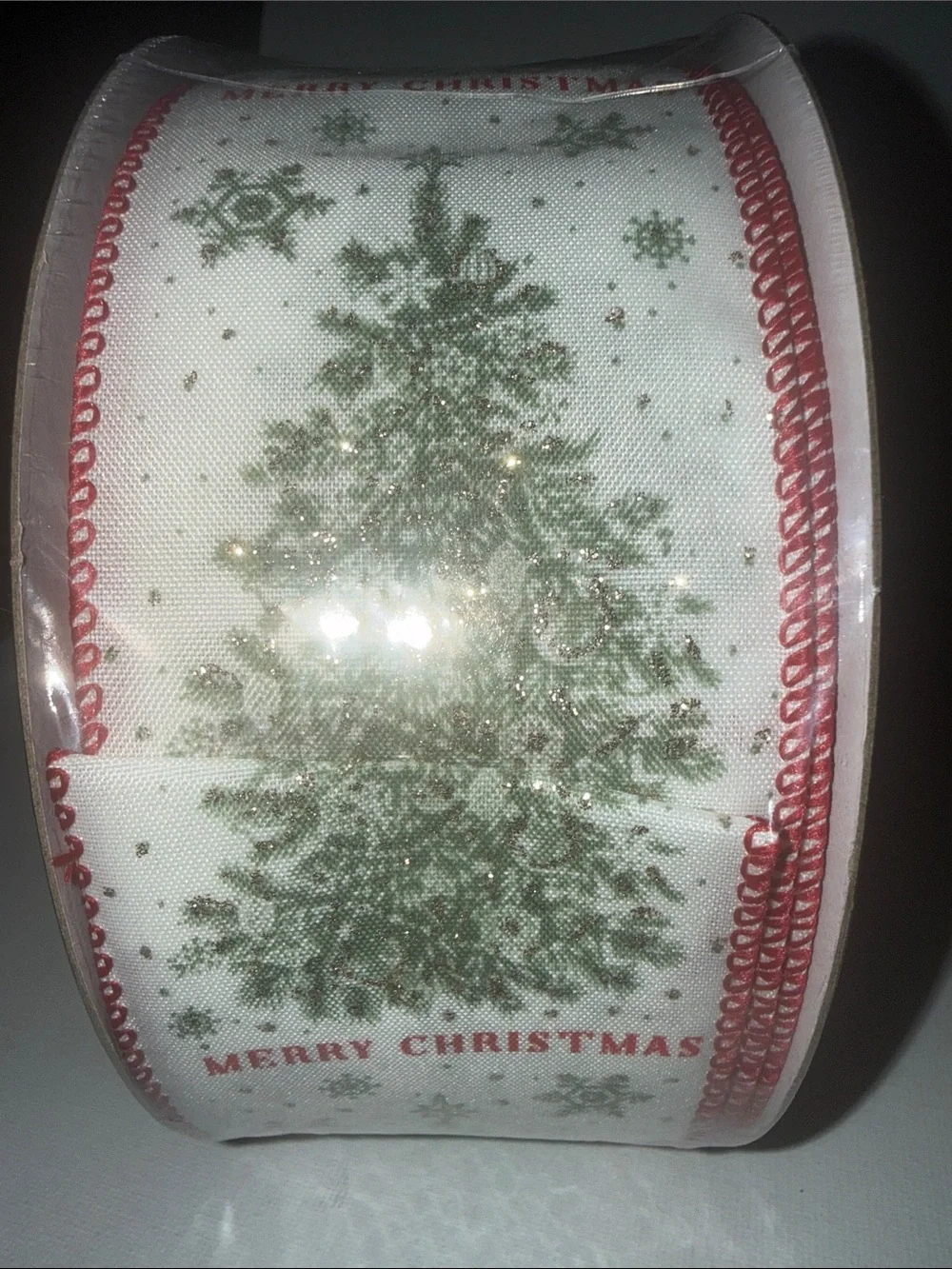 Festive Green & Red 'Merry Christmas' Holiday Garland Ribbon